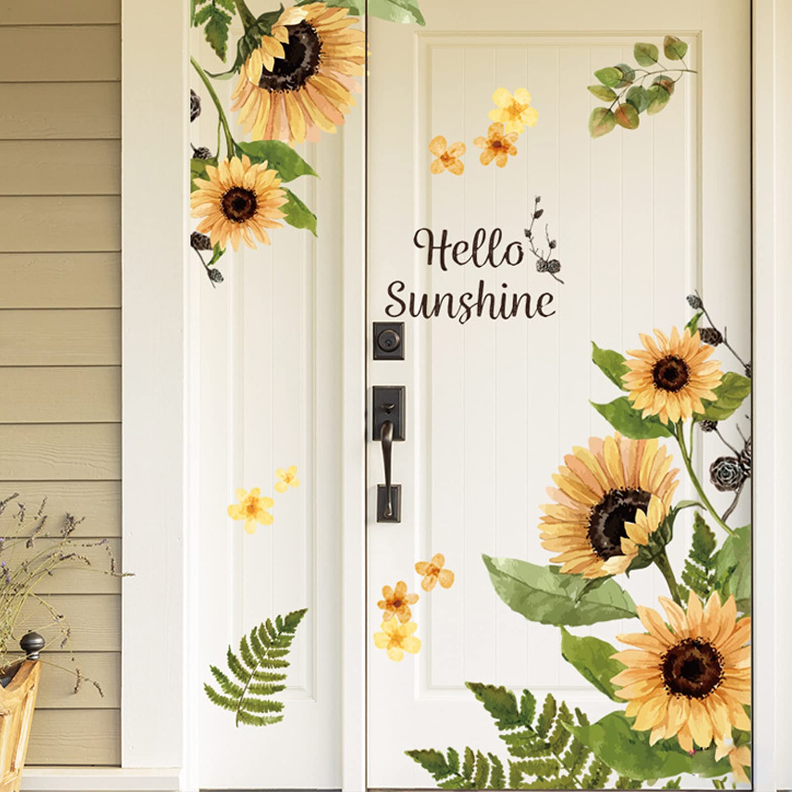 Adesivi Murali Girasole E Farfalle - Decorazione Parete Per Camera Bambini, Soggiorno, 4 Pezzi 29x25 Cm - Foto 8