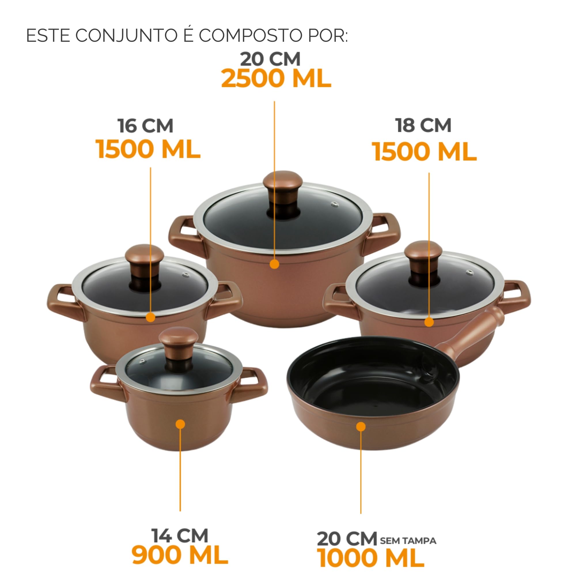 Ceraflame Conjunto Panelas de Cermica Duo Smart 5 Peas Cobre |  Amazon.com.br