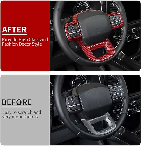 Miniatura 10 de Linskip Moldura para volante compatible con Ford F150 F250 F350 2015 2016 2017 2018 2019 2020, funda para volante para Ford Expedition 2018-2021