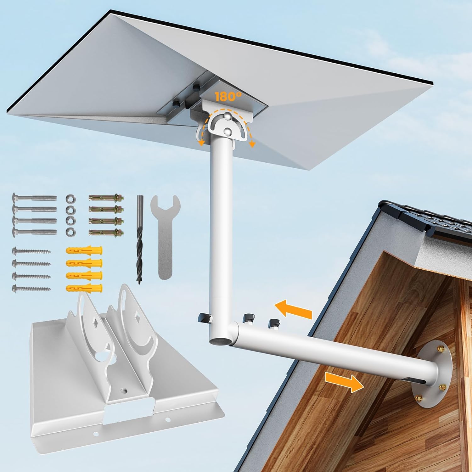 Starlink Gen 3 Heavy Duty Mount Kit, Supports 360° Pivot and Telescoping for Pole,Wall,Eave Mount Compatible with Starlink Gen 3, 4, and 4X (White)