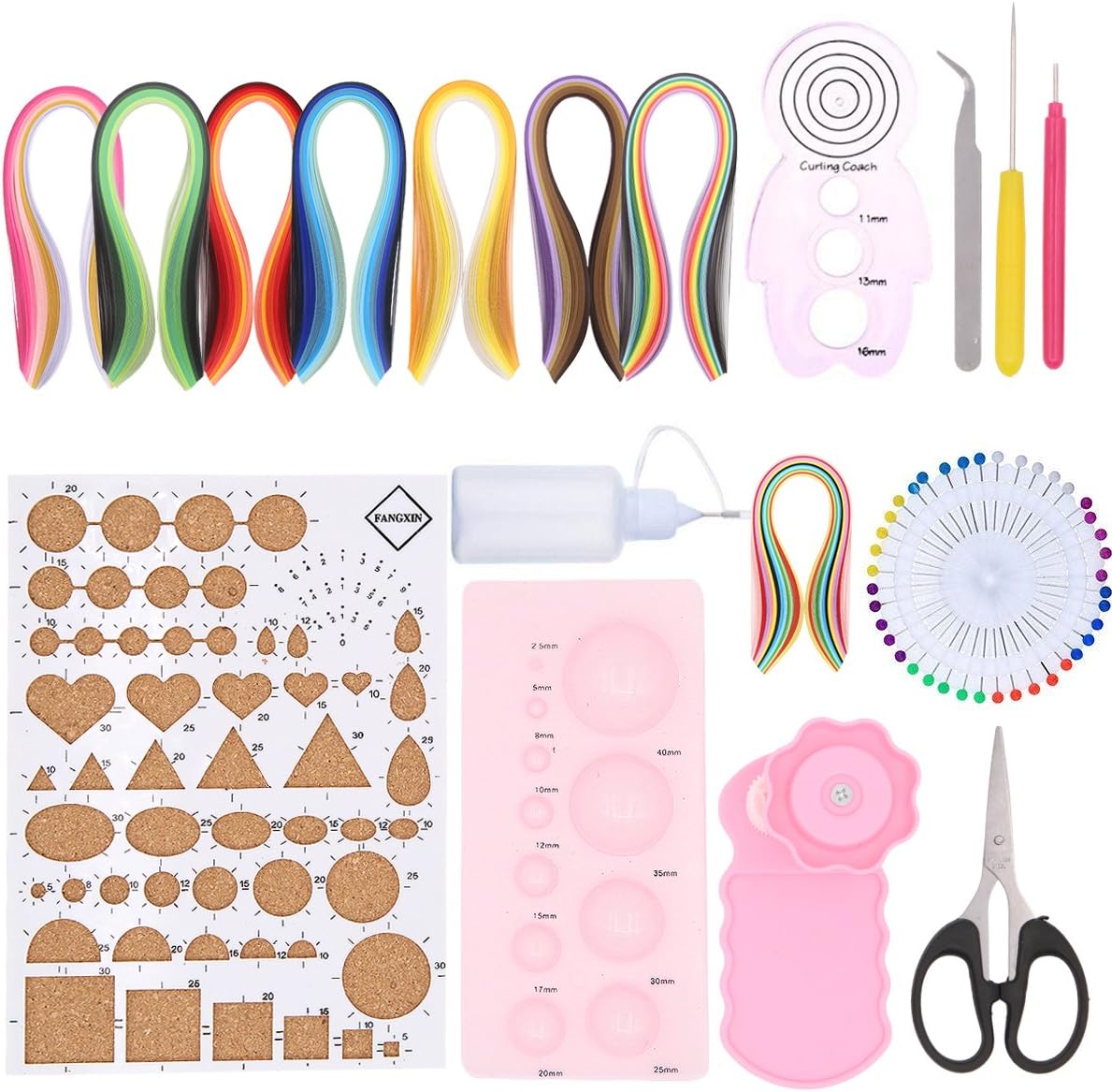 19 in 1 Paper Quilling Kit with 960 Strips 3mm Paper and 11 Tools Supplies,Crimper Comb Ruler Pins Border Buddy Set for DIY Quilling Art Paper Craft
