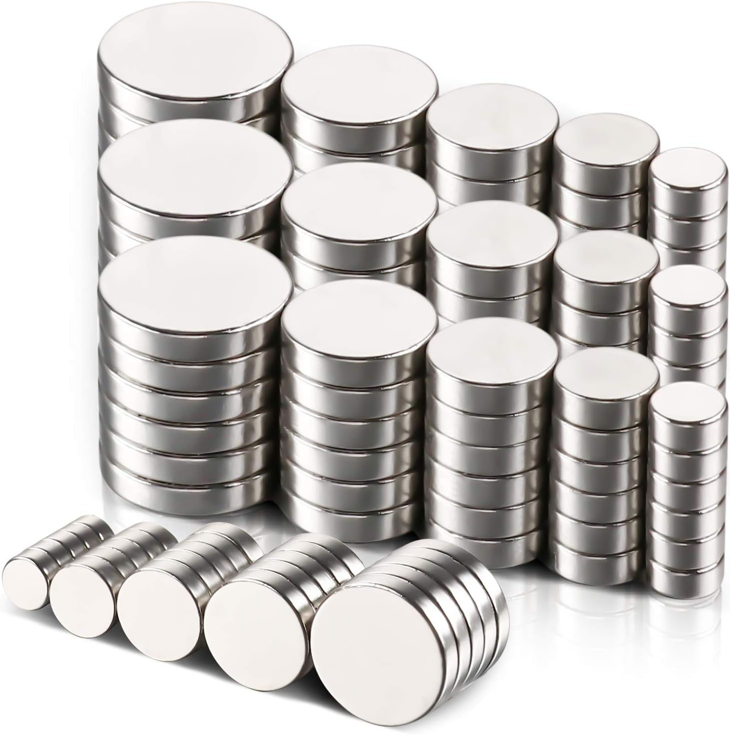 DIYMAG Refrigerator Magnets 80PCS, 5 Different Size, Small Round Disc Cylinder Magnet for Whiteboard, Hobbies, Dry Erase Board and Office Magnets