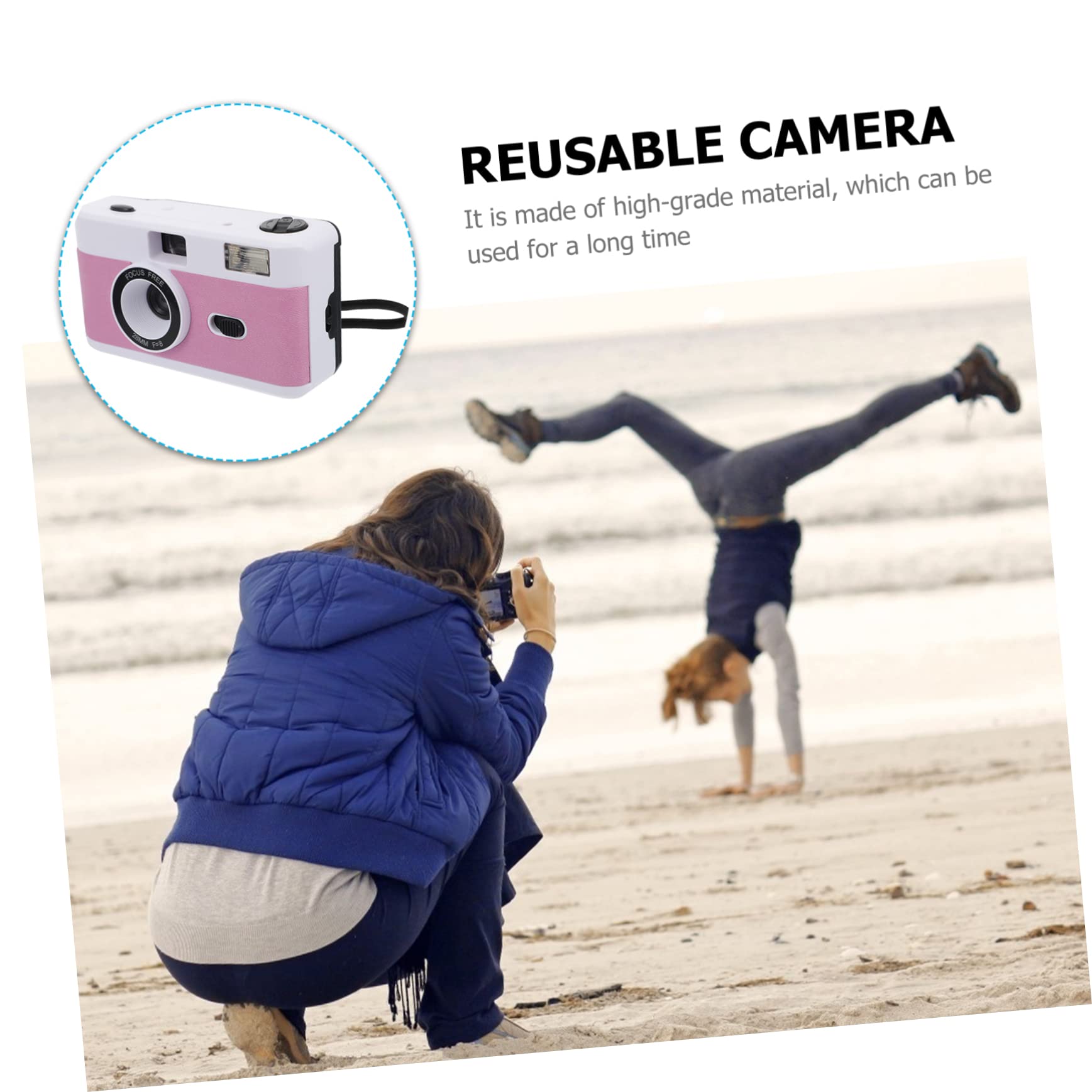 Gadpiparty Fotocamera a Pellicola Retrò Corpo in Abs Compatibile Pellicola 35mm senza Batteria Riutilizzabile, Flash Integrato