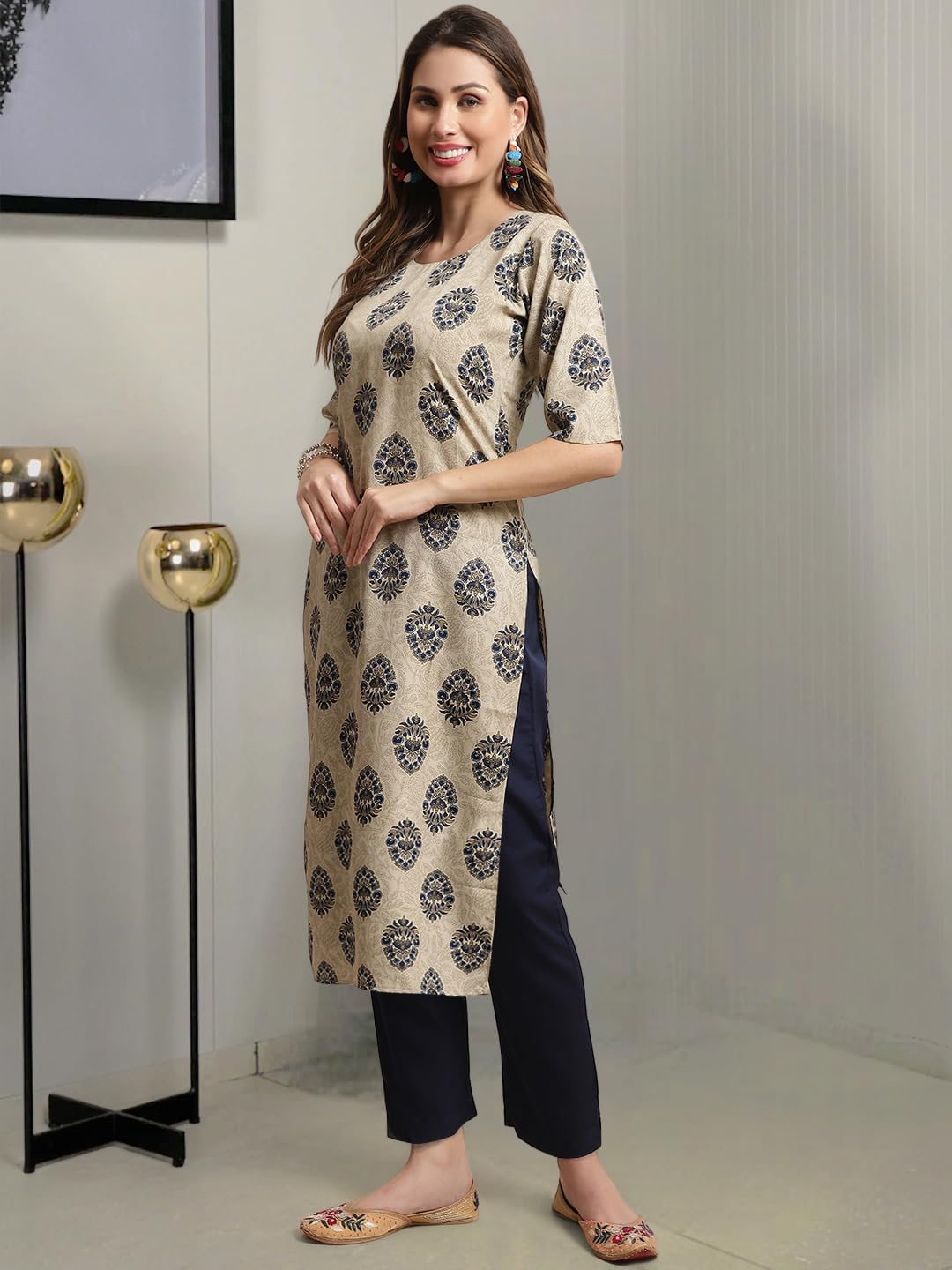 Tee Projekt Crepe Printed Kurta & Pant Set For Women Ethnic Wear Casual Wear Kurta Set