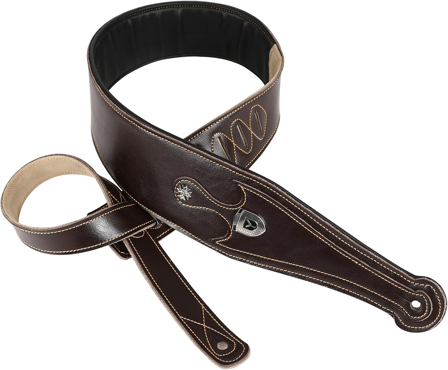 Cowhide Leather Guitar Strap Adjustable Top Grain Leather Padded Shoulder Strap For Acoustic Electric Guitar Bass