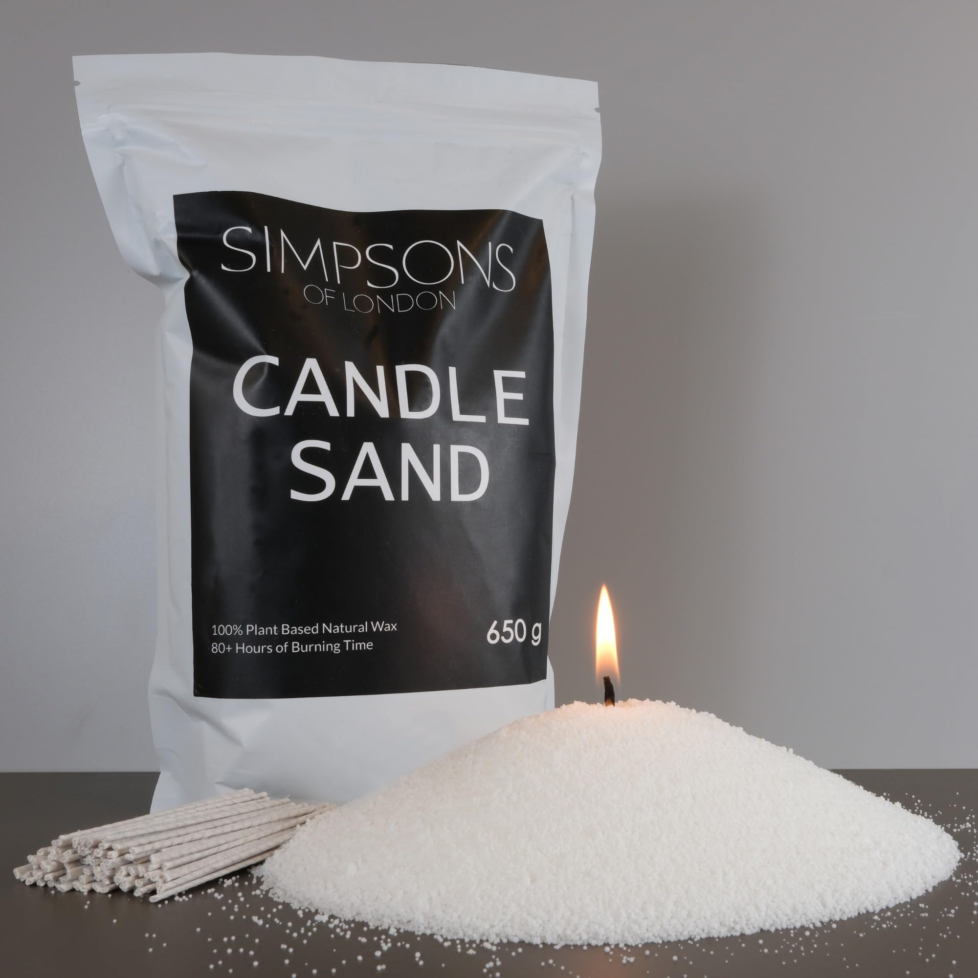 Simpsons of London Candle Sand with Wicks, Pearled Candle, Wax Granules, 650g Pack White with 30 Wicks