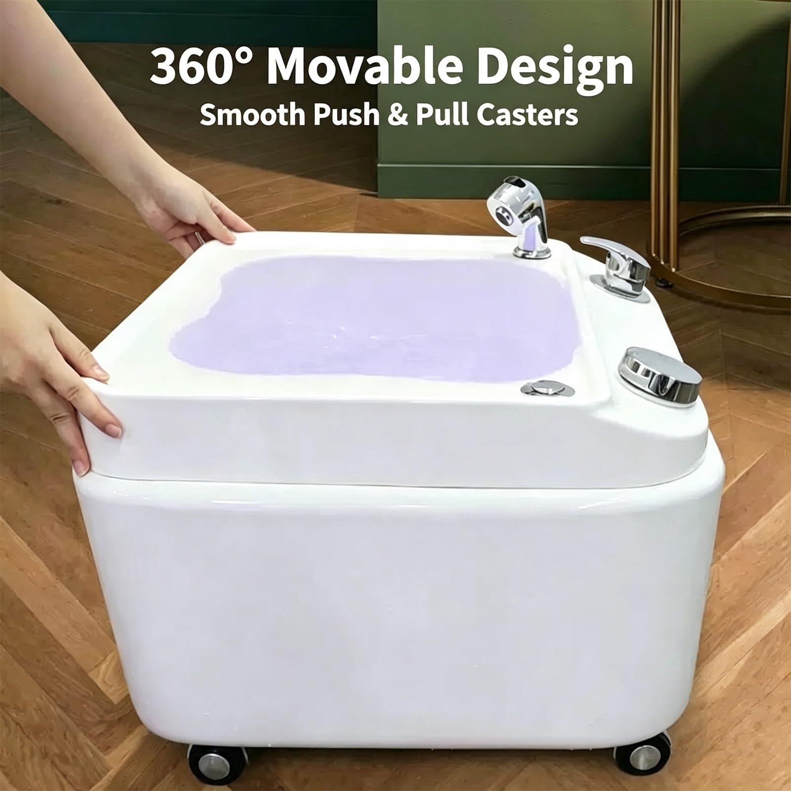 Massaggiatore for Pediluvio, Mobile con Rotelle Silenziose | Idromassaggio A Bolle, Illuminazione Ambientale RGB Integrata, Struttura In Acrilico Senza Cuciture