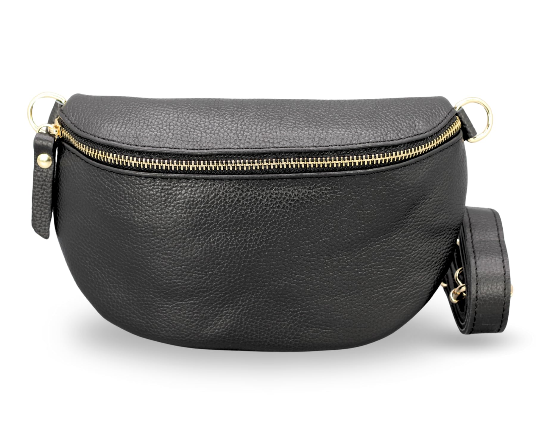 Adel Bags EMMA Gold Bauchtasche Echtleder Handgefertigt Crossbody Bag | Damen Umhängetasche, Echtes Leder, Schultertasche mit Ledergurt & wahlweise gemustertem Riemen, 2 Fächer, Made in Italy