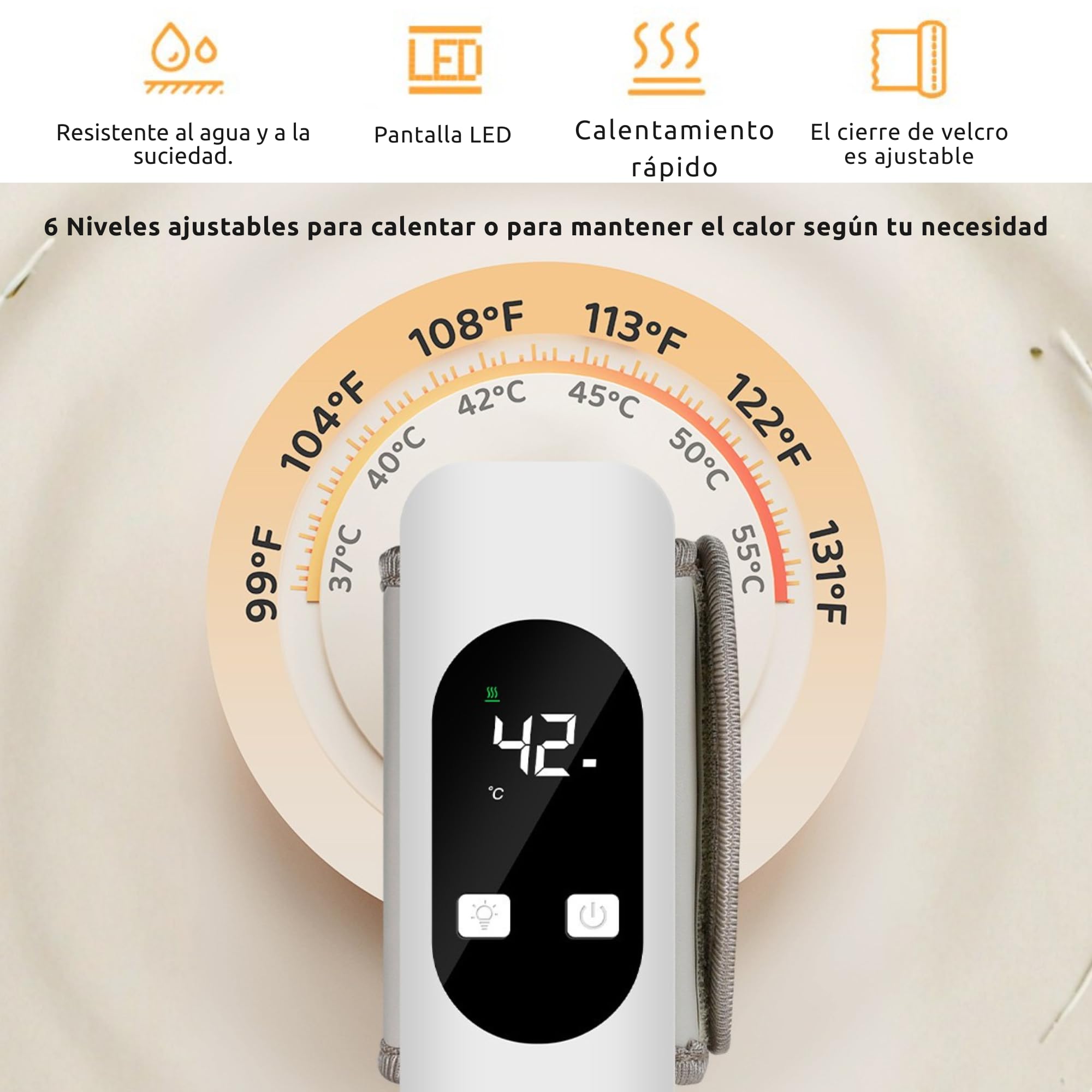 Smartia – calienta biberones portatil para cualquier tamaño, batería de 4500 mAh y resistente a líquidos, calentador de biberon con pantalla y luz nocturna para tu bebe, 6 niveles de Tº, Cert. CE ROSH — view 6
