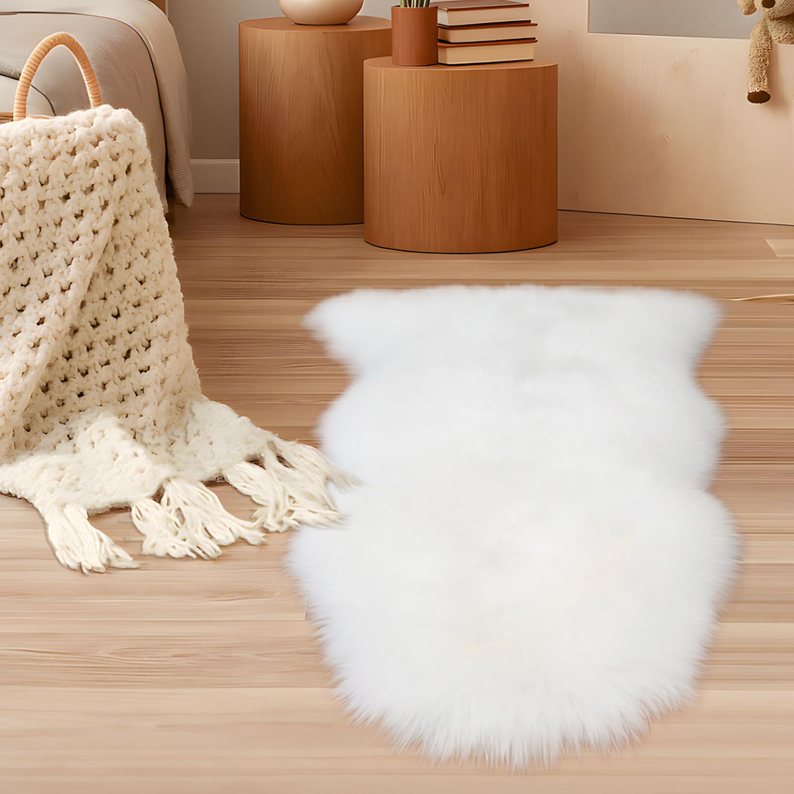 twirush Faux Lammfell Schaffell Teppich 60x90 cm, Lammfellim