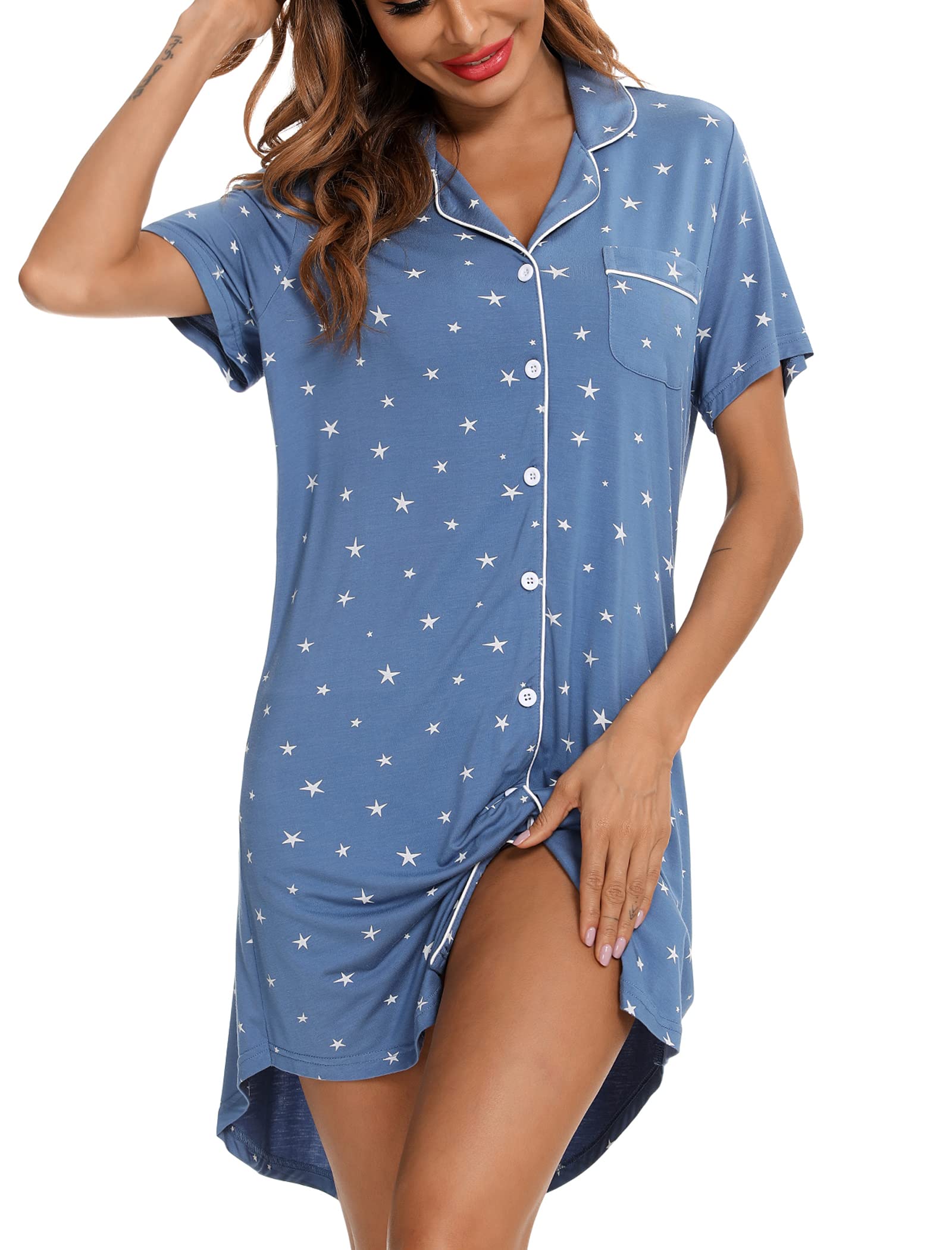 Leikar Camicia da notte premaman per donne pigiama a maniche lunghe camicia da notte