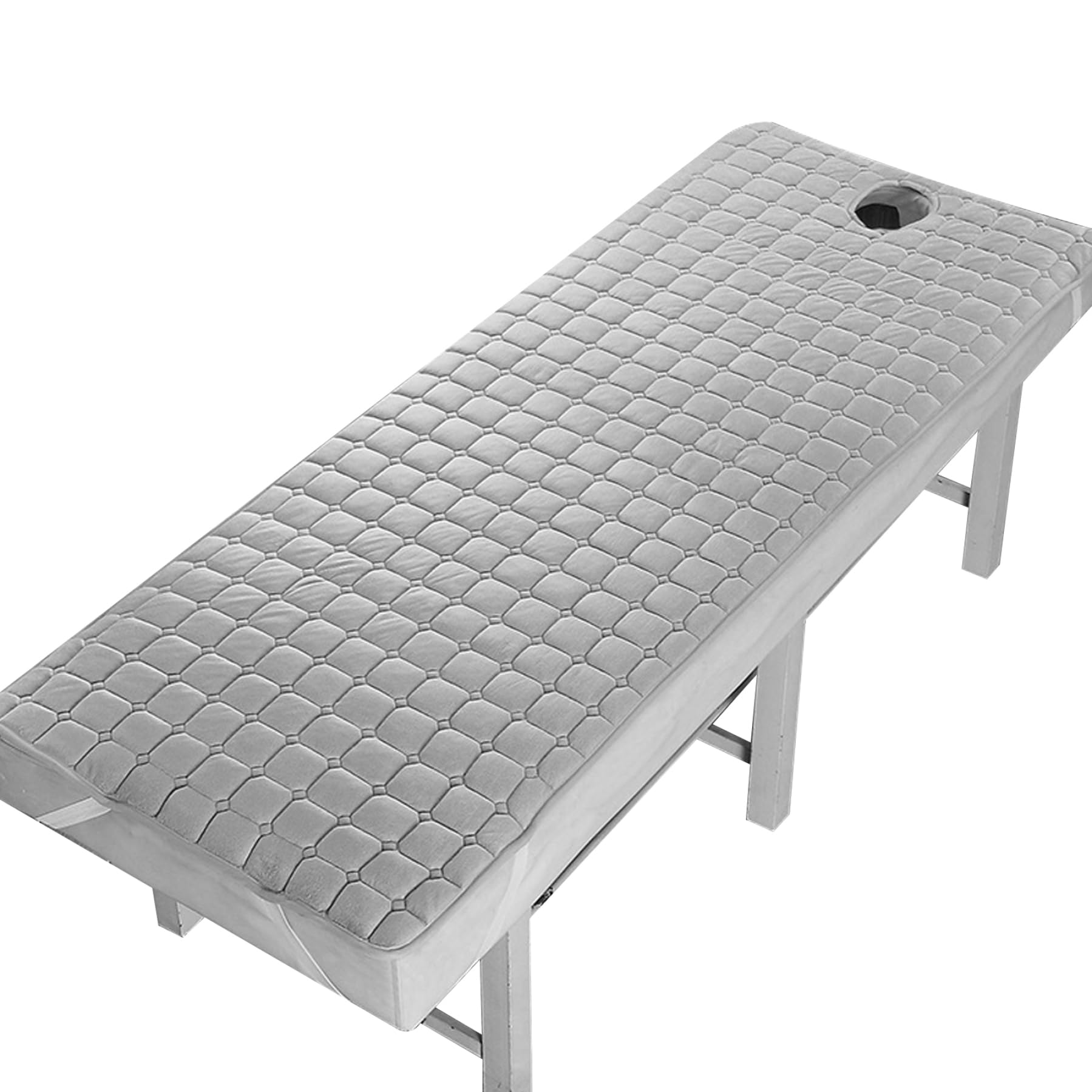 Cuscino per lettino da massaggio con foro, topper in schiuma per letto ciglia, 80 x 190 cm, fogli antiscivolo, cuscinetto in fibra di poliestere per massaggi, SPA, salone - grigio