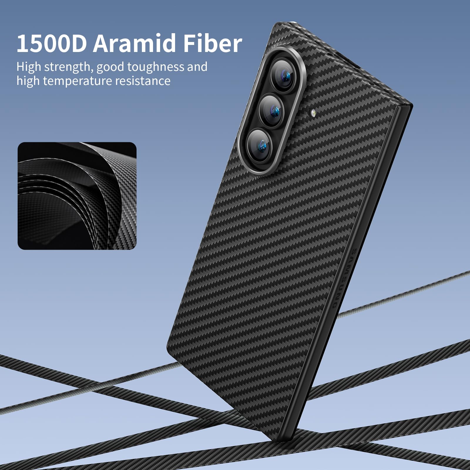 memumi Carbon etui do Galaxy Z Fold 7 [z Ochraniacz Ekranu] 0,5 mm super cienkie, etui włókna aramidowego, futerał z ochroną przed upadkiem dla Galaxy Z Fold 7 - Czarny