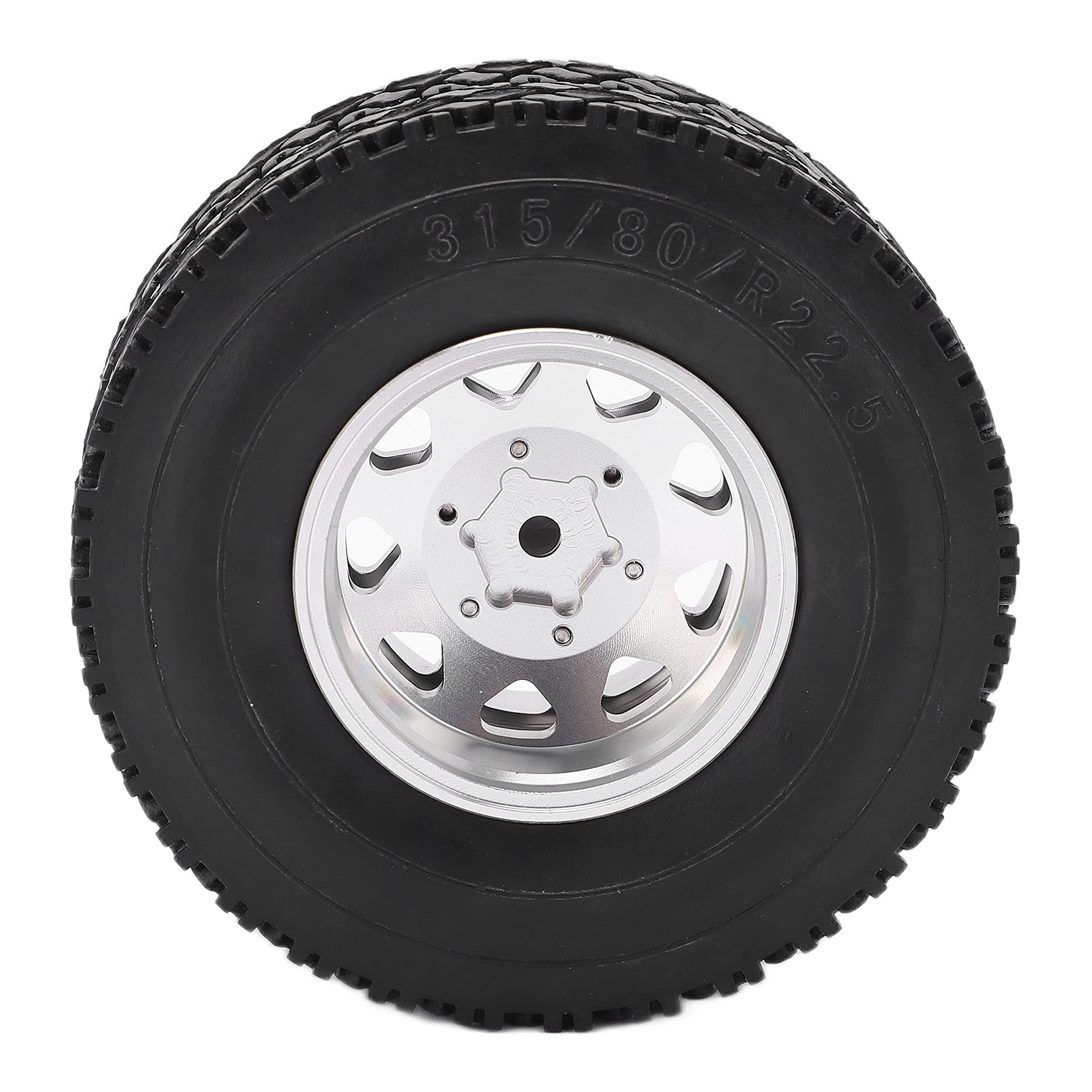RC felgi piasty tylnego koła ze stopu aluminium z gumowymi oponami do przyczepy Tamiya 1/14 traktora, wywrotka (srebrna)