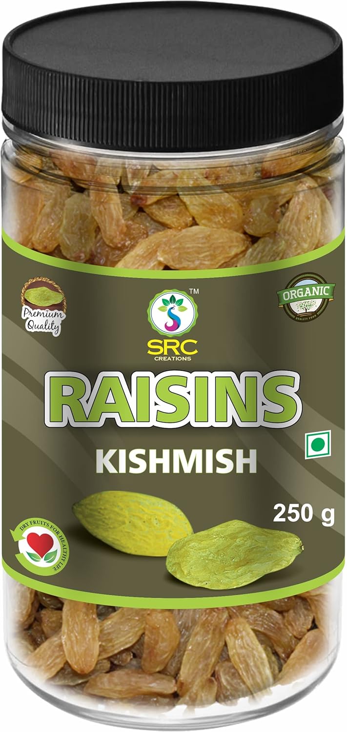 SRC Creations Green Kishmish 250g Seedless Raisins (250 g) Nutritious
