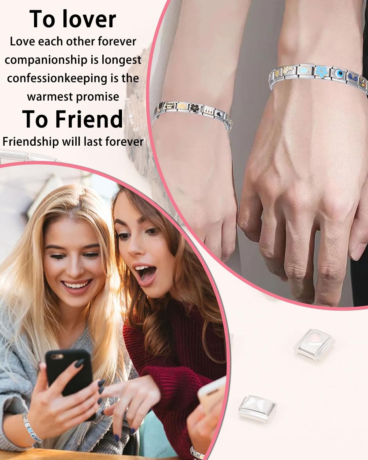 Pulsera italiana con dijes, 18 dijes italianos adicionales con herramienta de apertura, eslabón modular extraíble de 9 mm, dijes de estilo italiano para mujer (estilos aleatorios)
