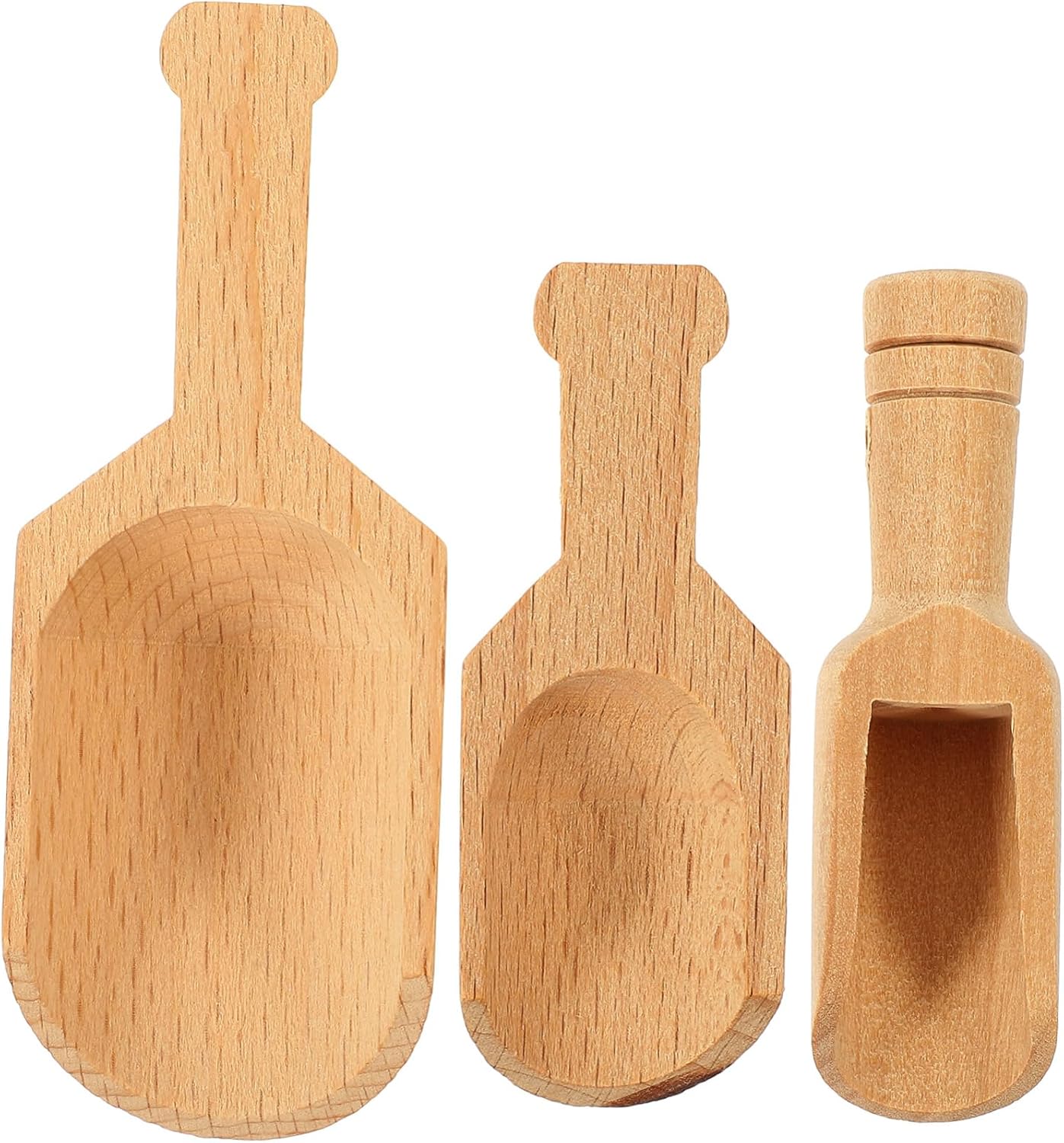 OUNONA 3PCS Wooden Bath Salt Scoops Ergonomic Mini Spoons for Sugar and Tea Multi-Function Household Measuring Spoons for Bath Salts Compact Wooden Tea Scoop