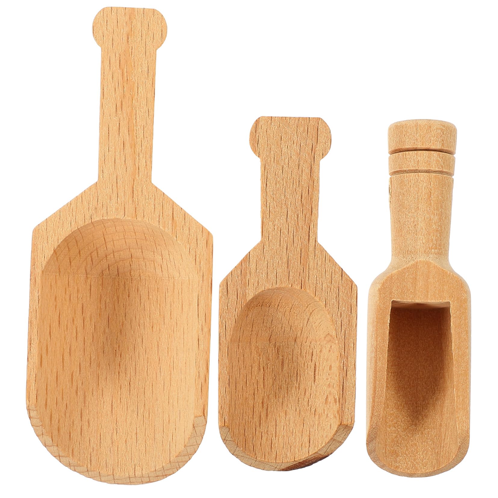 OUNONA 3pcs Wooden Scoops Multi Functional Bath Salt and Tea Spoons for Loose Tea Jars and Fertilizer Ergonomic Handle Elegant Natural Texture Easy to Clean