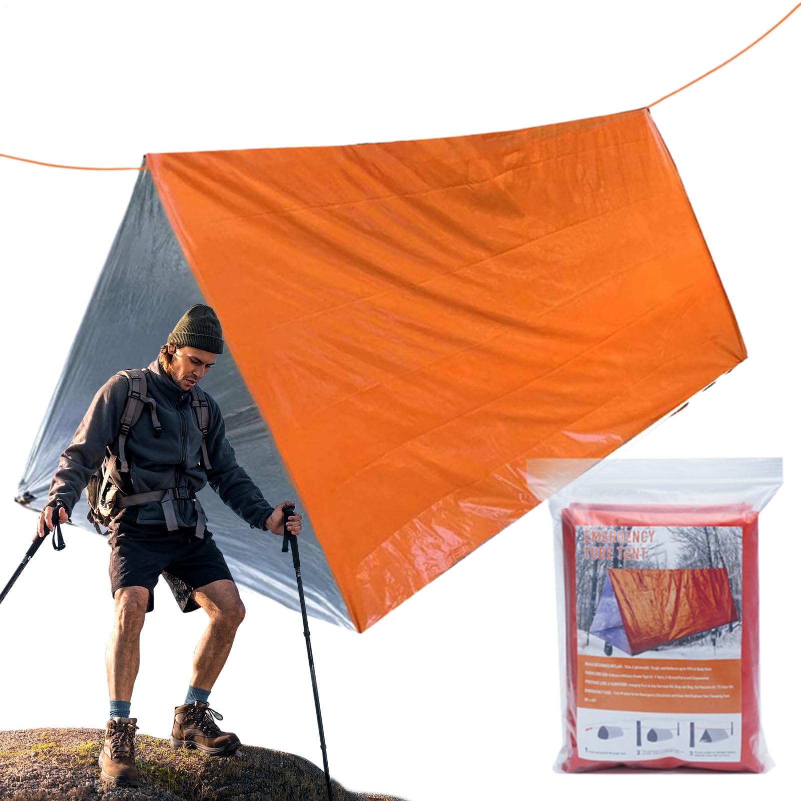 Tienda de campaña de supervivencia contra el frío extremo y viento en montaña