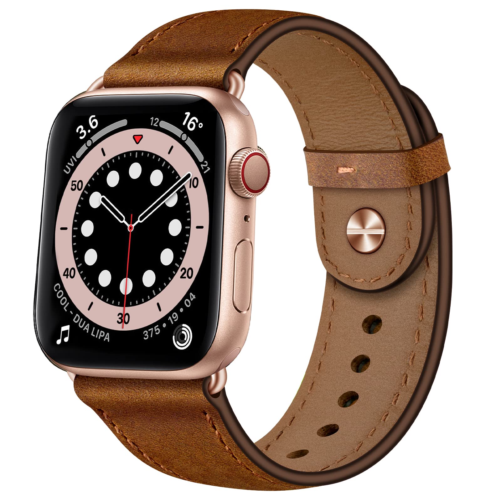 OUHENG Leather Bands Compatible with Apple Watch Band 49mm/46mm/45mm/44mm/42mm, Genuine Leather Strap for iWatch Ultra 3/2/1 & SE 3/2/1 Series 11 10 9