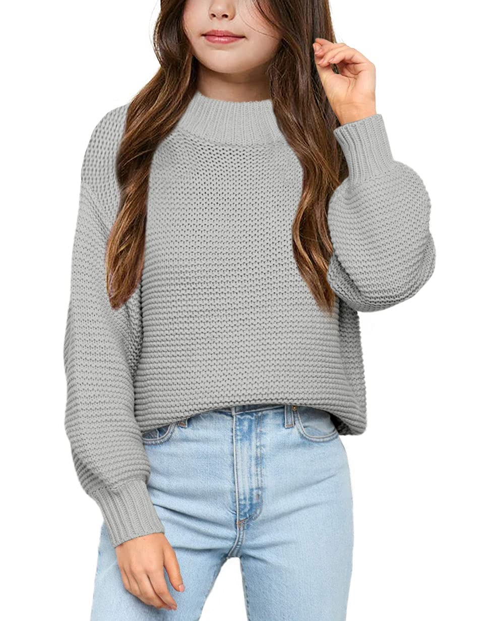 Imily Bela Girls Mock Neck Pullover Sweaters Kids Long Sleeve Knit Jumper