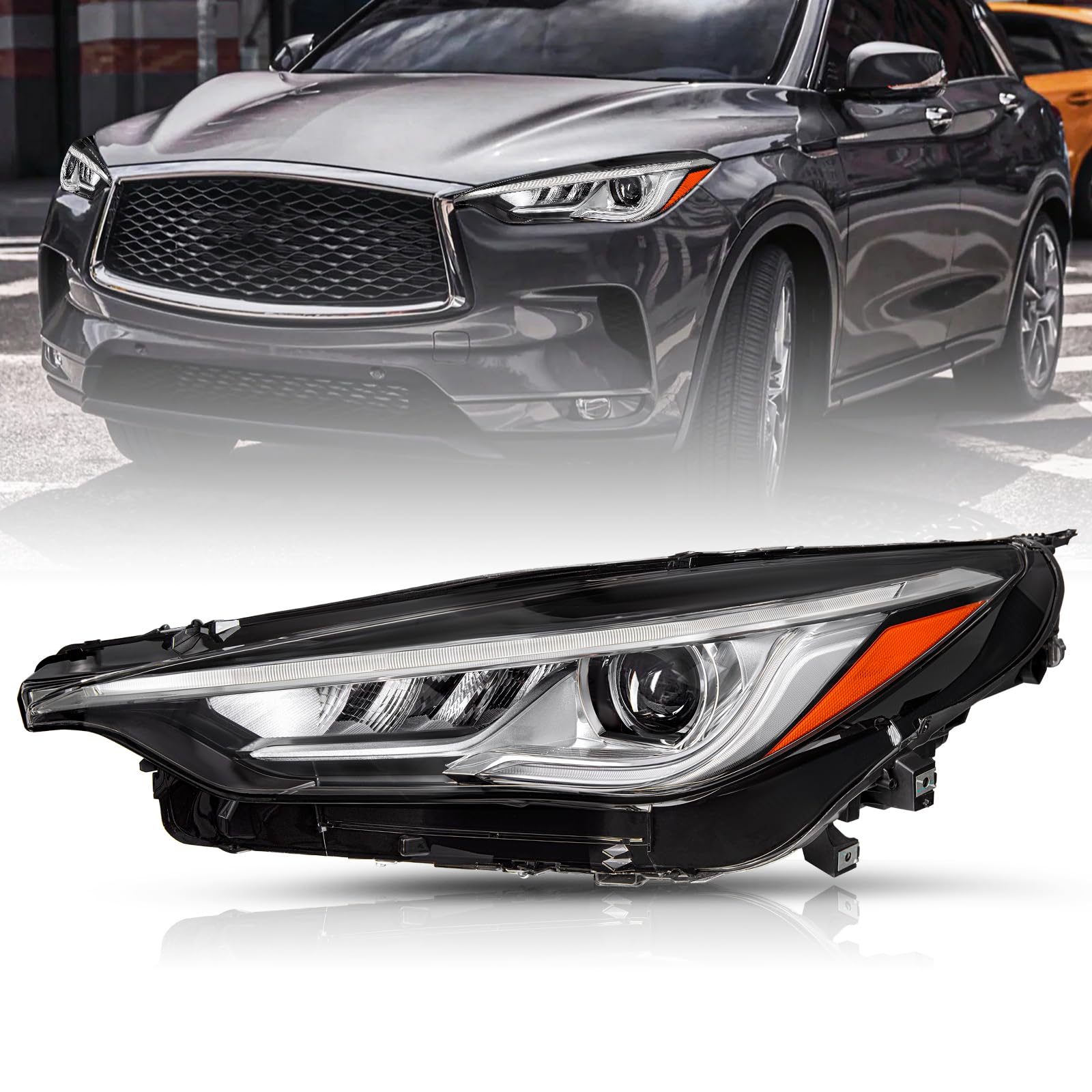 TUSDAR Full LED Headlight Assembly fit for 2019 2020 2021 infiniti QX50 LED Headlights Driver Left Side Headlamps Replacements