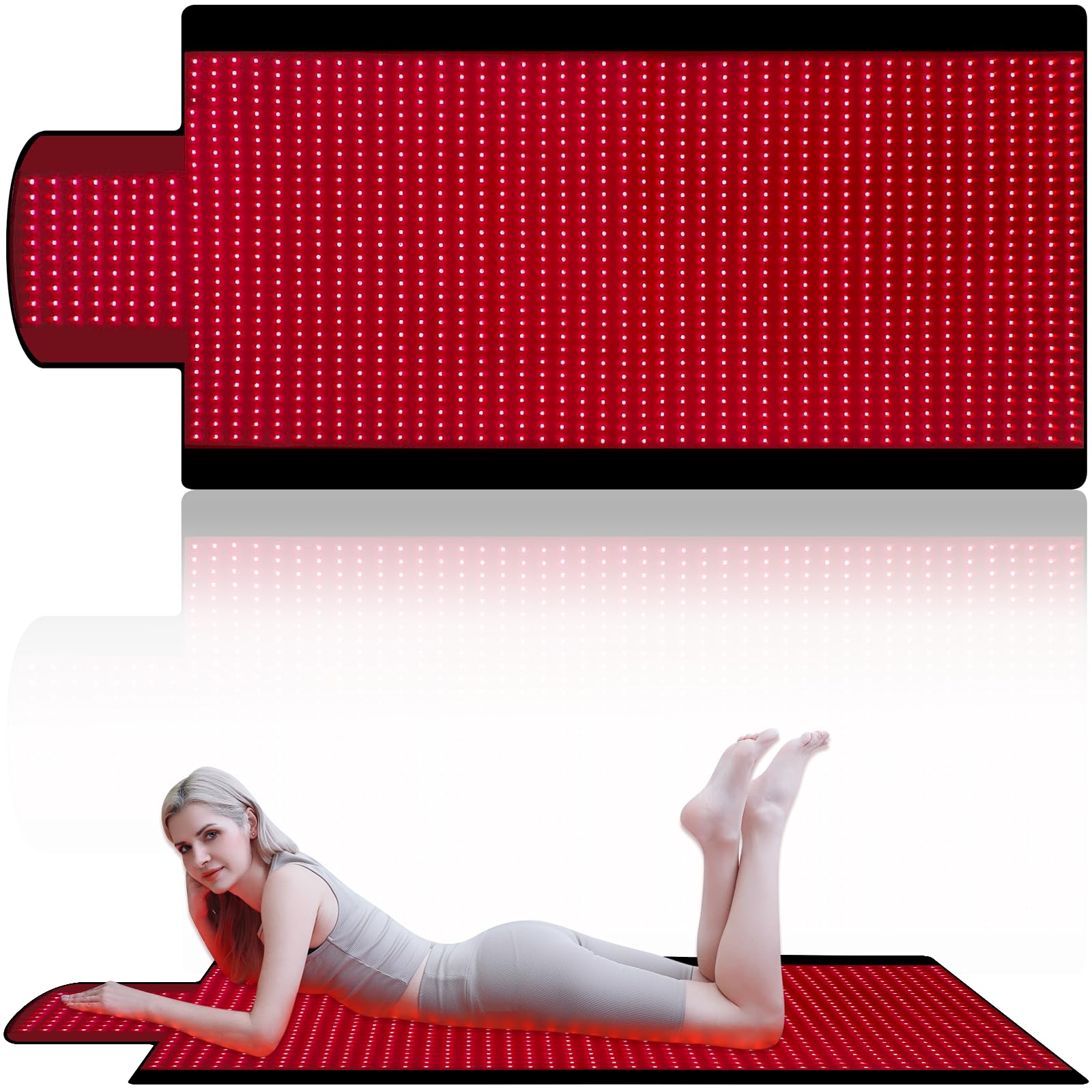 Red Light Therapy Mat for Body, 74.8"x33.6" Full Body Infrared Red Light Therapy Blanket, 1400pcs Dual-Wavelength LEDs (660nm&850nm), Premium Leather, Adjustable Timer & Intensity for Pain Relief