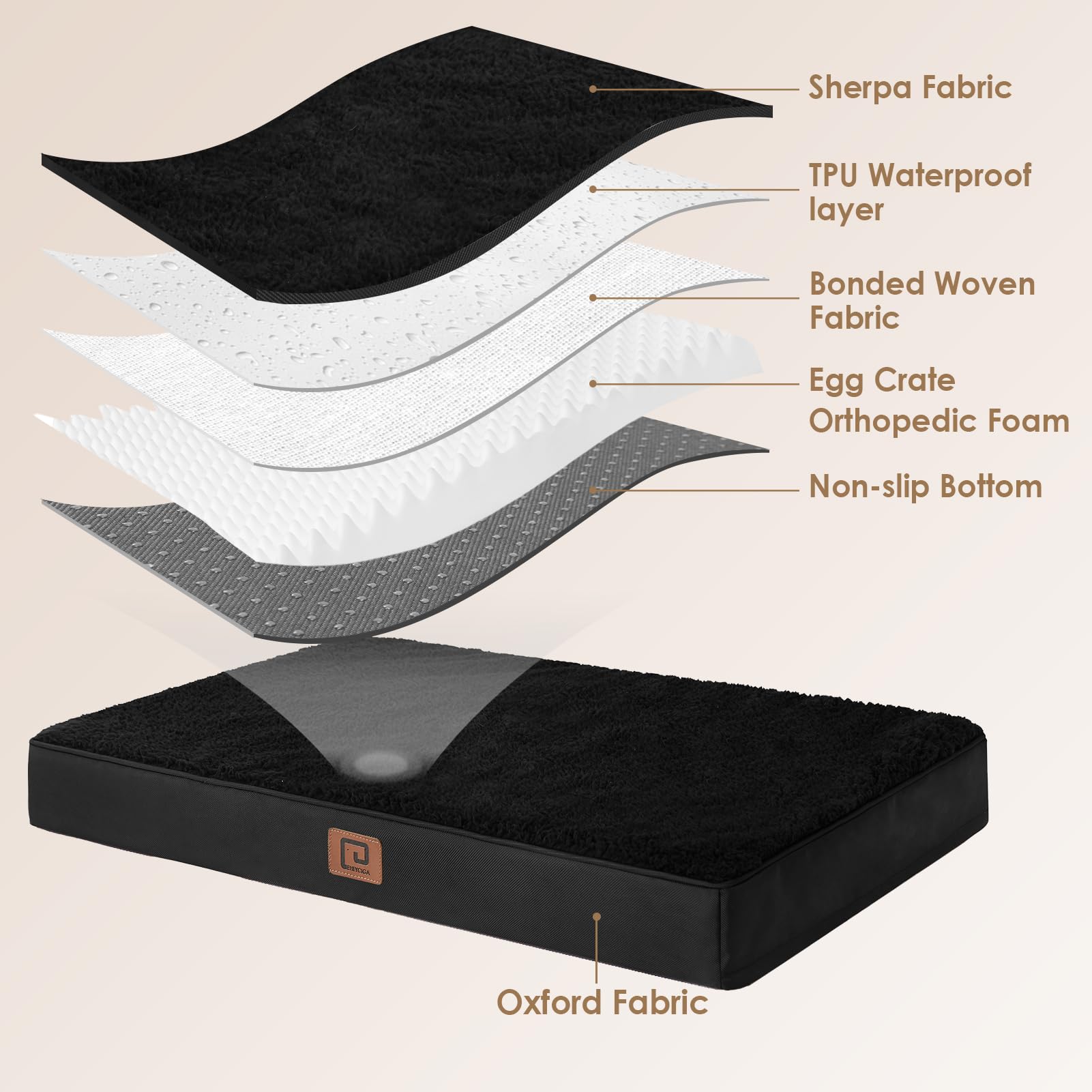 EHEYCIGA Cuccia Cane Interno Taglia Grande XXL, (120L x 74W cm) Ortopedica Cuscino per Cani, Cuscino Cane Sfoderabile e Lavabile, Ortopedico Lettino per Cani, Orthopedic Dog Bed, Nero