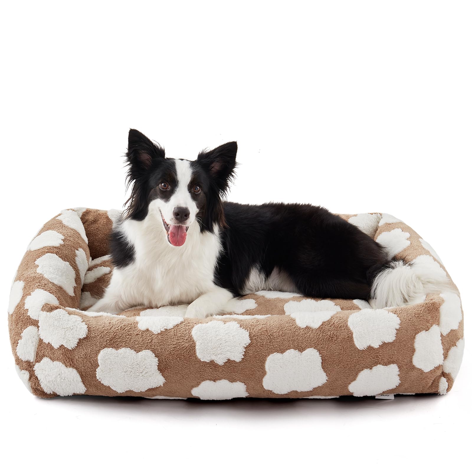 JOEJOY Dog Bed Medium Size Dogs, Rectangle Washable Dog Beds with Removable Zipper Cover, Cute Soft Calming Orthopedic Puppy Pet Bed with Jacquard Shaggy Plush & Non Skid Bottom