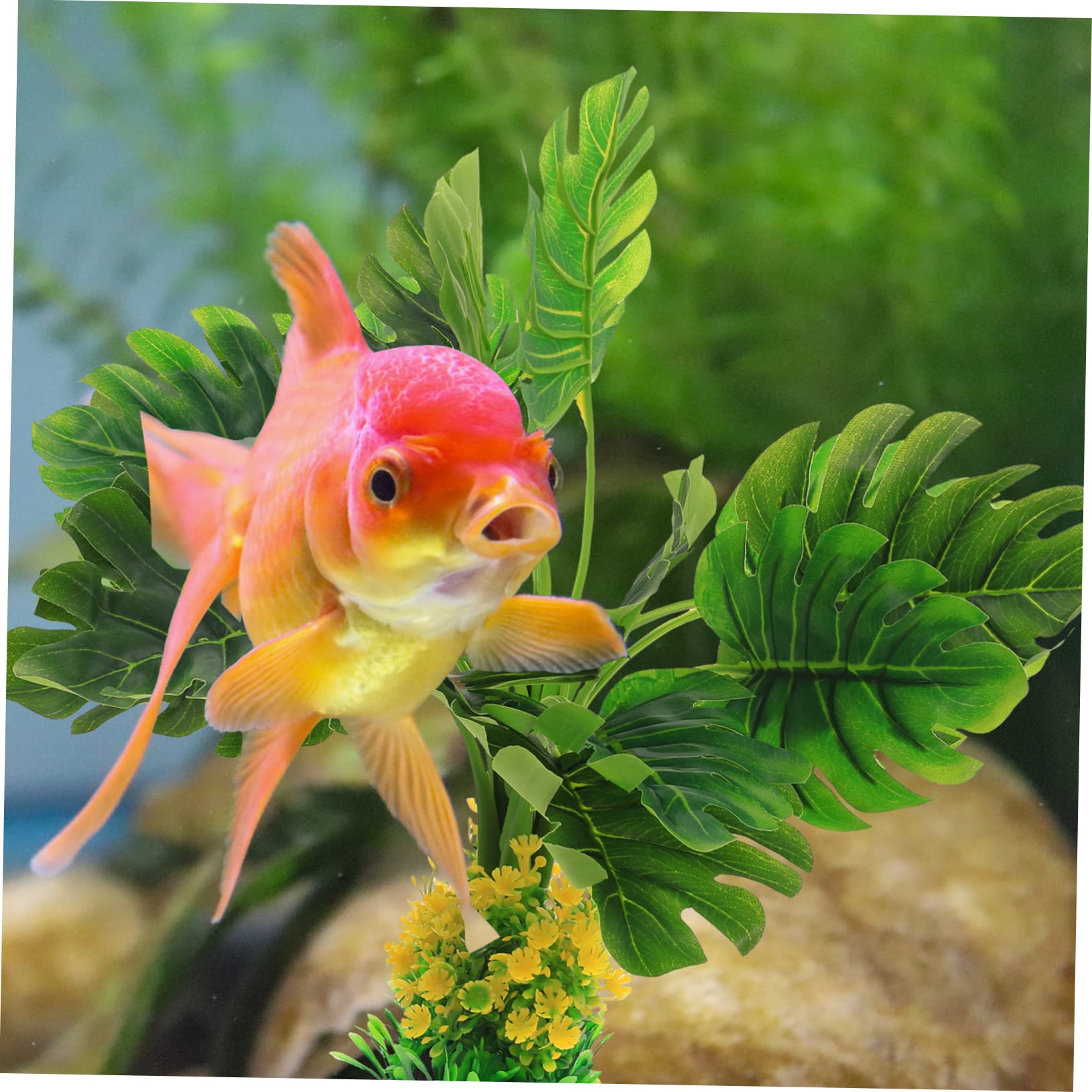 YARNOW 3 Piezas Pecera Paisajismo Agua Plantas Tanque De Peces De Acuario Decoración De Peces Acuario De Peces Plantas Artificiales Rocas De Pecera Accesorios Equipo El Plastico Green