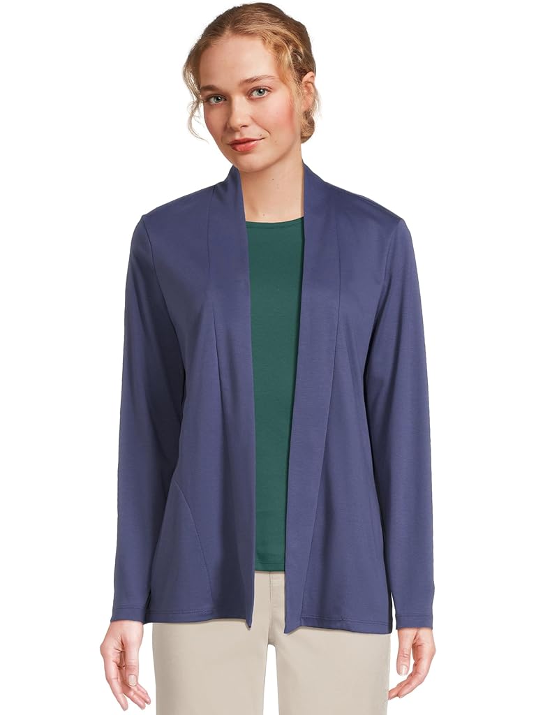 Blue L.L.Bean Pima Cotton Open Cardigan With Pockets