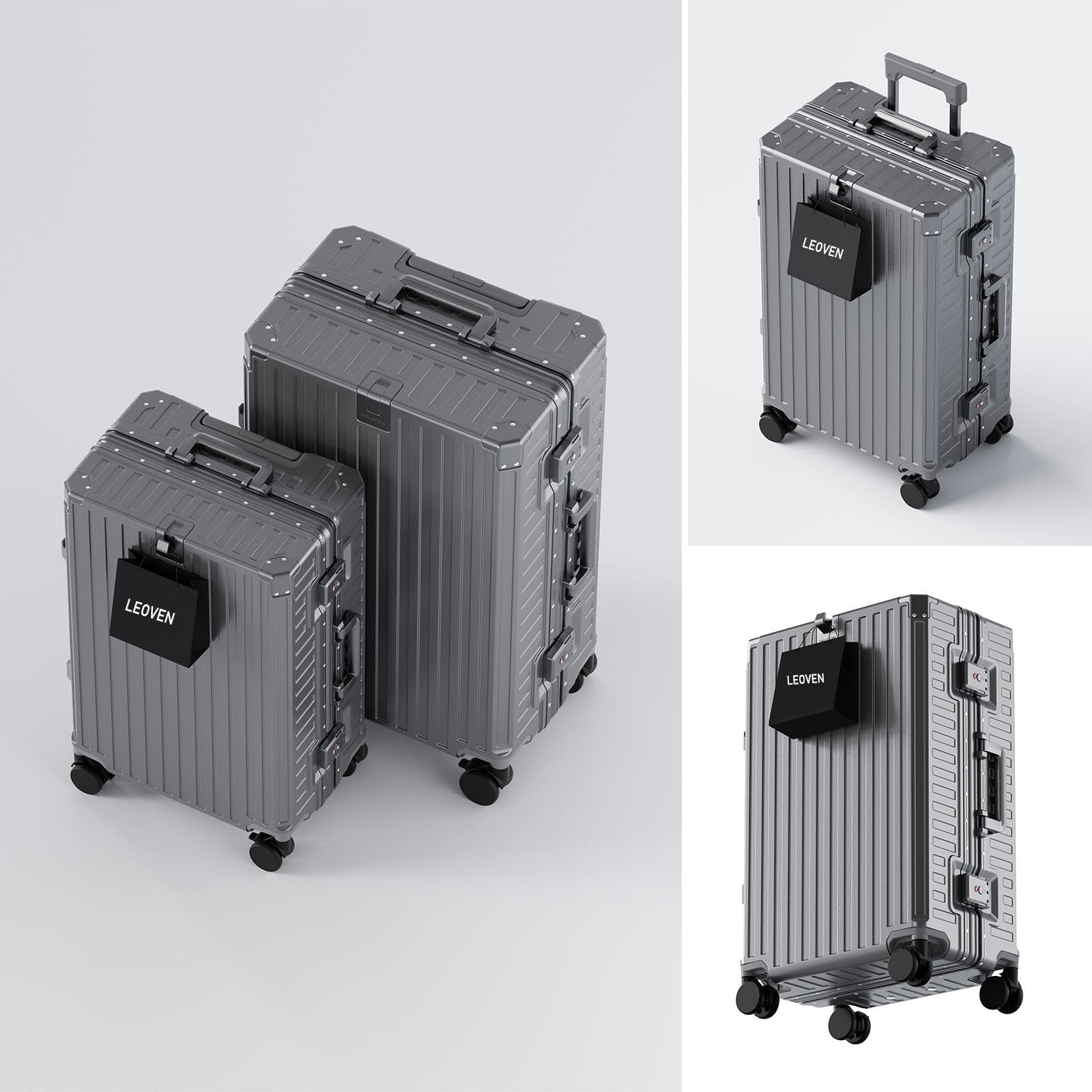 LEOVEN Valigia Trolley Rigido, LM-2199 Trolley Bagaglio a Mano, PC Rigido Guscio, Telaio in Alluminio, Sezione Impermeabile Dedicata, Serratura TSA, Ruota Silenziosa 360°, Resistente