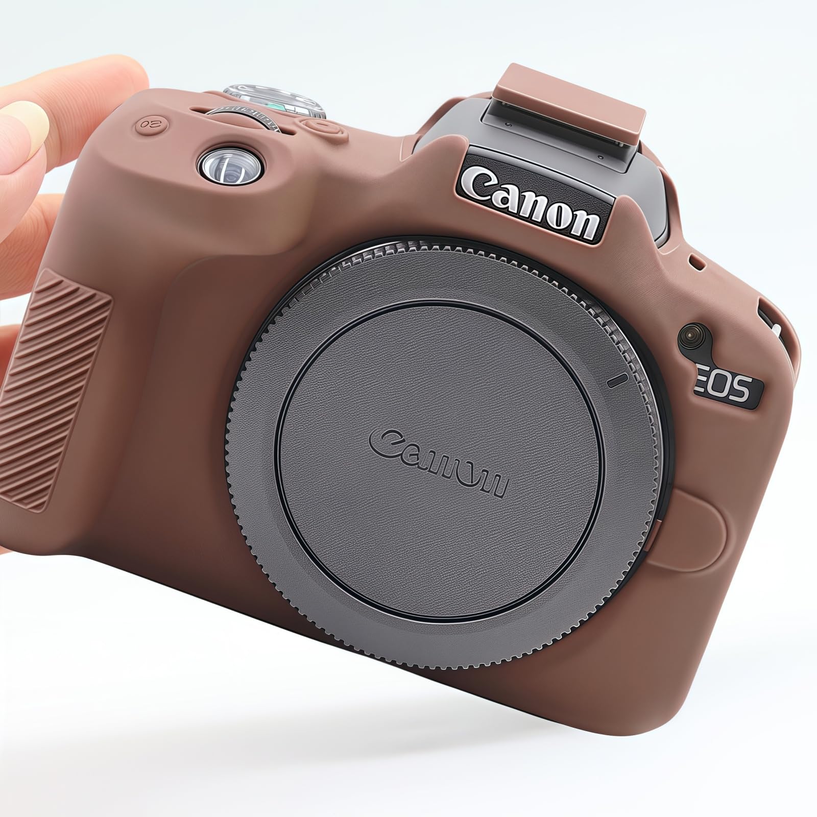 Funda EOS R50, funda protectora de silicona suave para cámara de vlogging Canon EOS R50 EOSR50, viene con 2 protectores de pantalla y 1 correa de muñeca, accesorios EOS R50 (café)