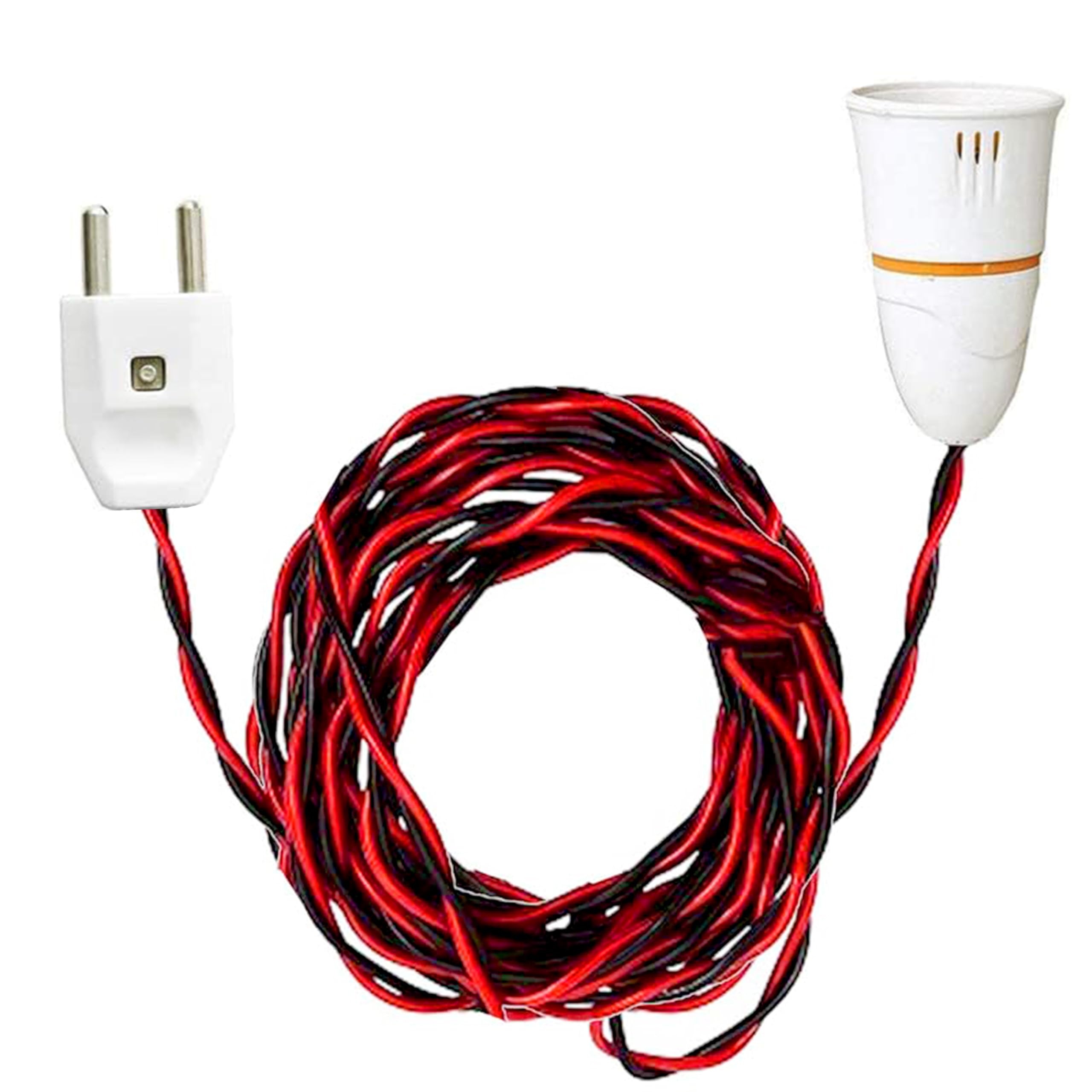 PG Creations Multipurpose Bulb Holder with Extension Cable, Bulb Holder with Flexible Wire & 2-Pin Plug for Festive Decorations, B22 Holder Socket, Red, Black, 8 Meters, Pack of 2