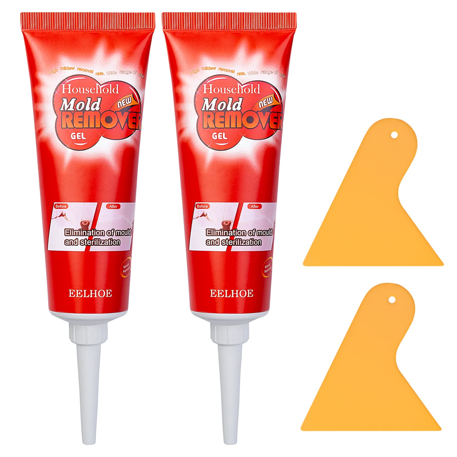 BROUYOUE Stain Remover Cleaning Gel,Bathroom Cleaning Gel,Home Stain Cleaner Remover Gel,Tile Grout Cleaner for Bathroom Tile Floors Wall Doors & Windows Home Kitchen Sinks (2 x 120g)