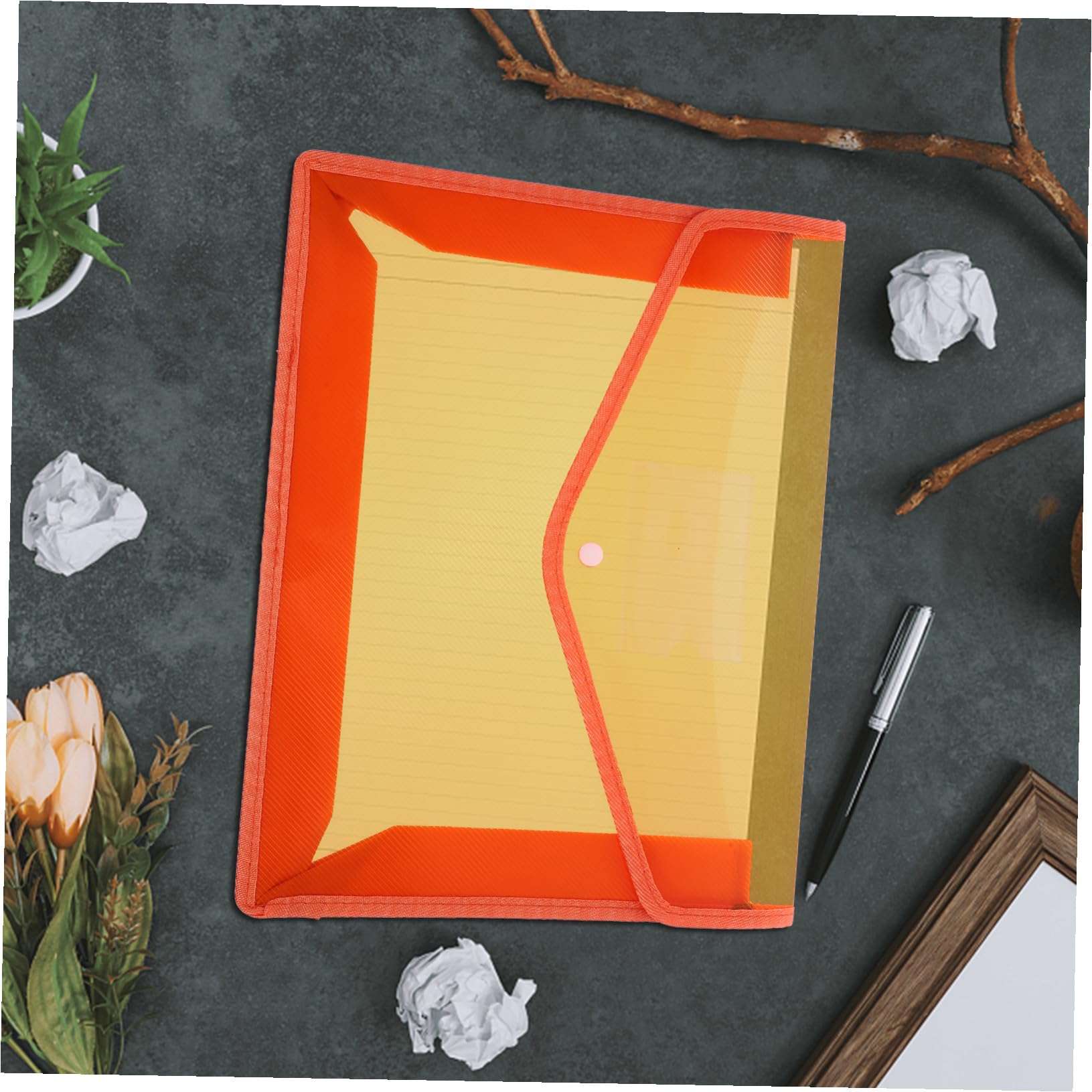5 pezzi Portadocumenti in Polipropilene Trasparente Buste Documenti Resistenti e Antistrappo con Bottone Scatto Organizer con Porta Penna per Ufficio Scuola e Casa