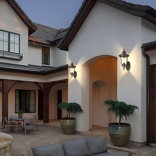 Miniatura 8 de Lámparas de pared para exteriores, luces de vidrio ondulado de agua, montaje en pared, montaje en pared, estilo vintage, impermeable, negro, para