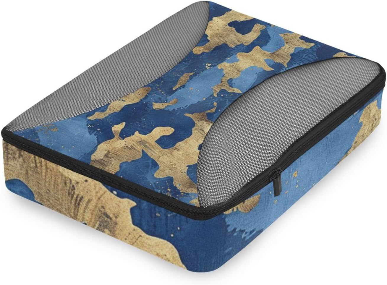 Golden Blue Pattern 4 Pcs set organizer travel case Mesh Travel Essentials expandable set packing cubes