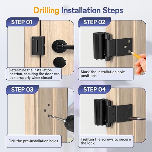 Miniatura 4 de Cerradura de refuerzo de puerta de seguridad para el hogar, pestillo de seguridad montado a tornillo, tapón interior para puerta delantera oscilante