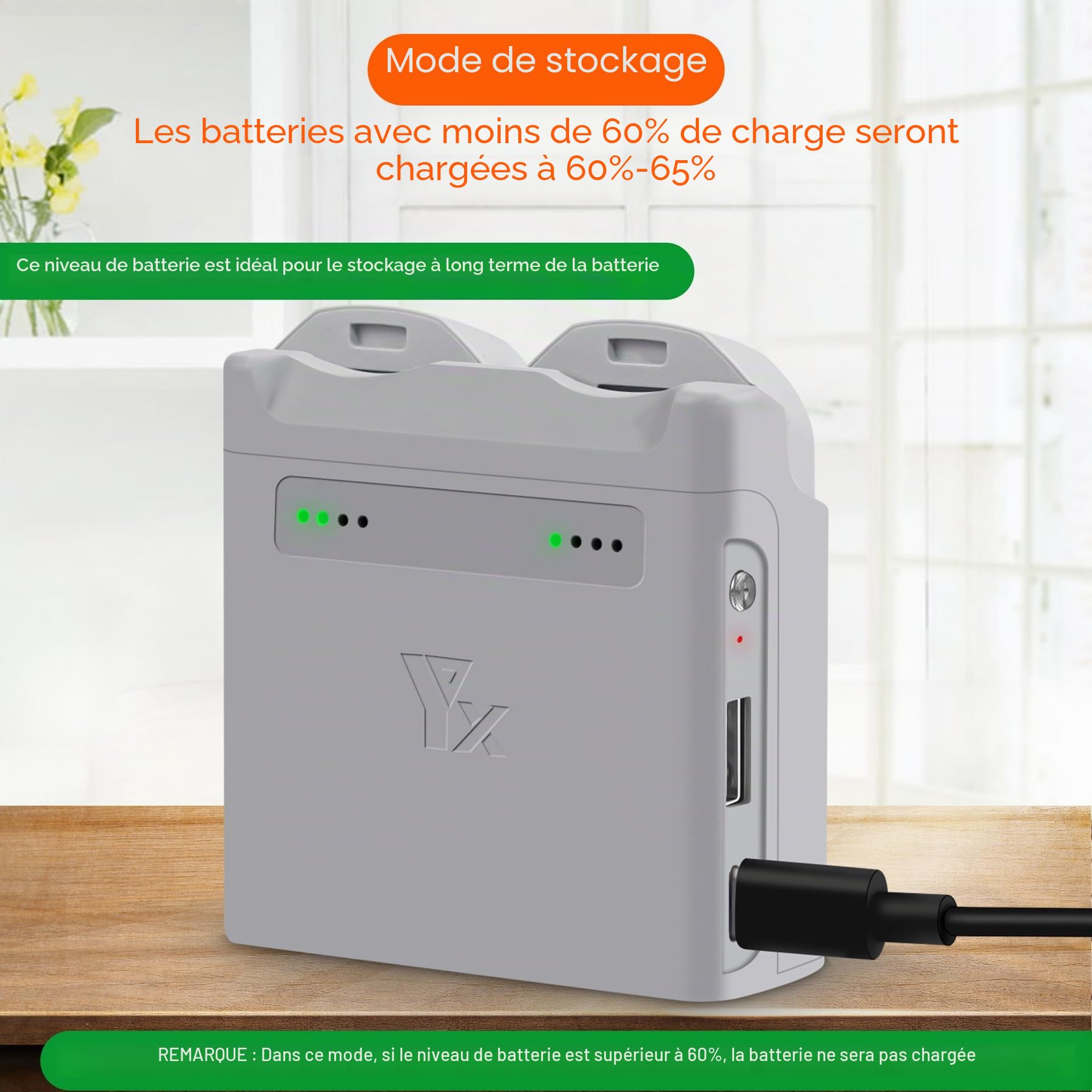 Chargeur de Batterie avec Charge de Stockage pour Drone DJI Neo, hub de Charge bidirectionnel, Charge Rapide Two Batteries Accessoires