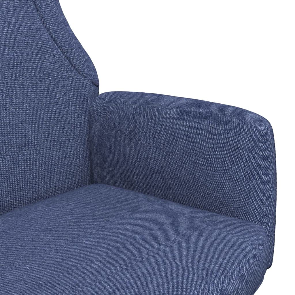 Sedia Relax Blu in Tessuto con Struttura in Metallo e Legno, Imbottita Ergonomica per Salotto, Camera, Ufficio, con Braccioli e Schienale Reclinabile per Riposo e Lettura