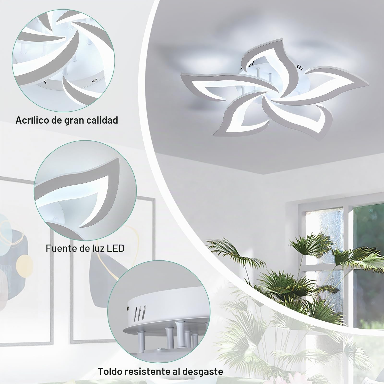 Dorlink Lampara Techo Led,60W 5400LM Plafon Led Techo Blanca Moderno, Estilo NóRdico Lampara Techo Salon para Dormitorio Cocina Sala de Estar Pasillo Comedor BalcóN, 60cm,Blanco Frío 6500k