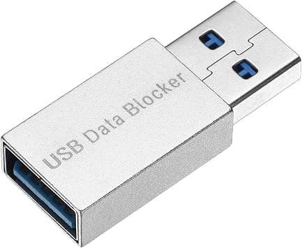 USB Data Blocker, USB A to A Data Protector Privacy Protector for Charging/Phone/Laptop, Silver