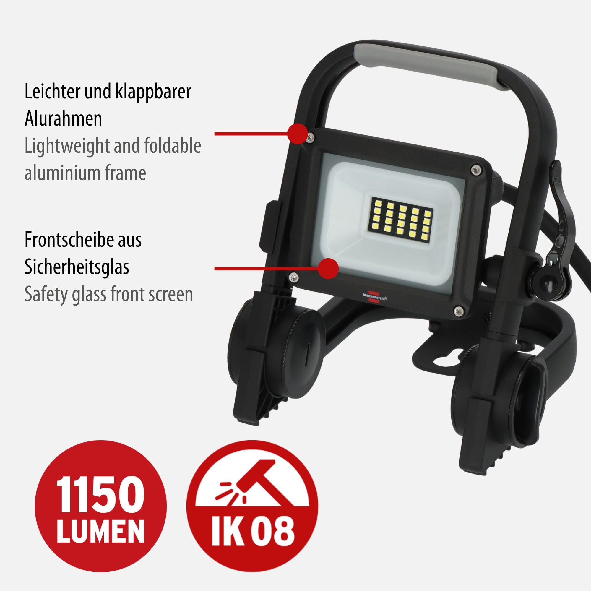 NUEVO 2024 - Foco LED portátil JARO 1060 M, 1150 lm, 10 W, 2 m H07RN-F 3G1,0, IP65