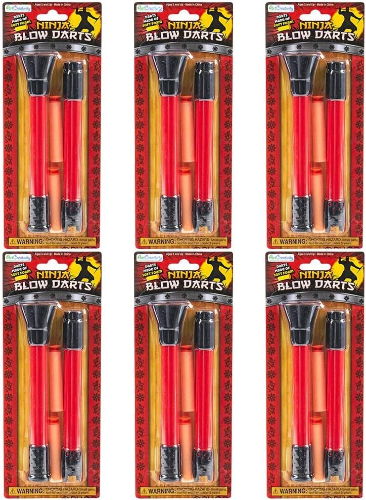 ArtCreativity Ninja Blow Darts, Set of 6 Blasters with 2 Darts Each, Ninja Toys for Kids, Fun Halloween Costume Accessories, Best Ninja Birthday Party Favors, Blowdart Goodie Bag Fillers - Image 7