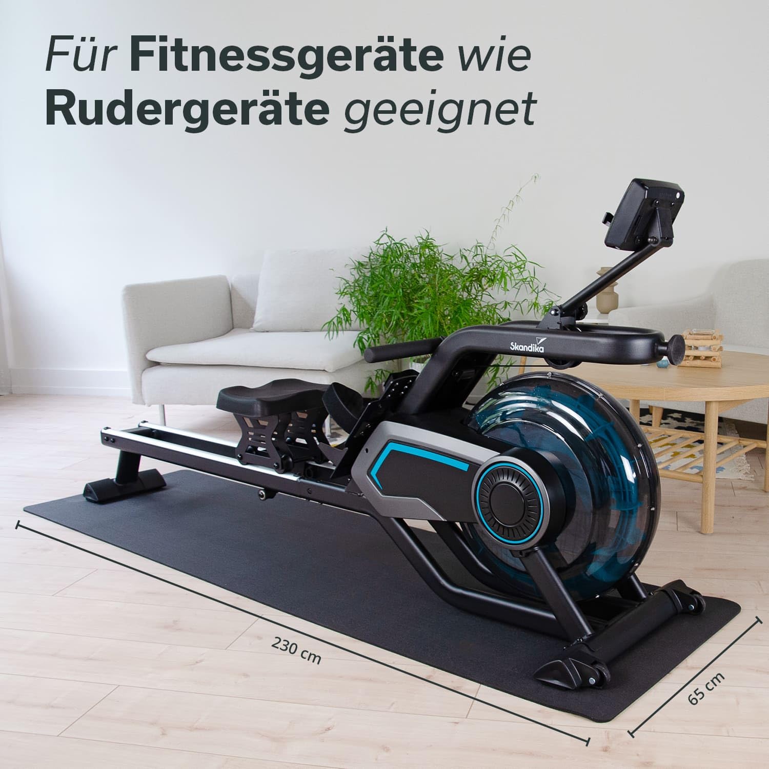 Skandika Bodenschutzmatte für Heimtrainer Rudergeräte und Vibrationsplatten | Made in Germany, Multifunktionsmatte, Sport und Fitness, geruchsneutral, rutschfest, stoßfest, wasserabweisend | 4 Größen