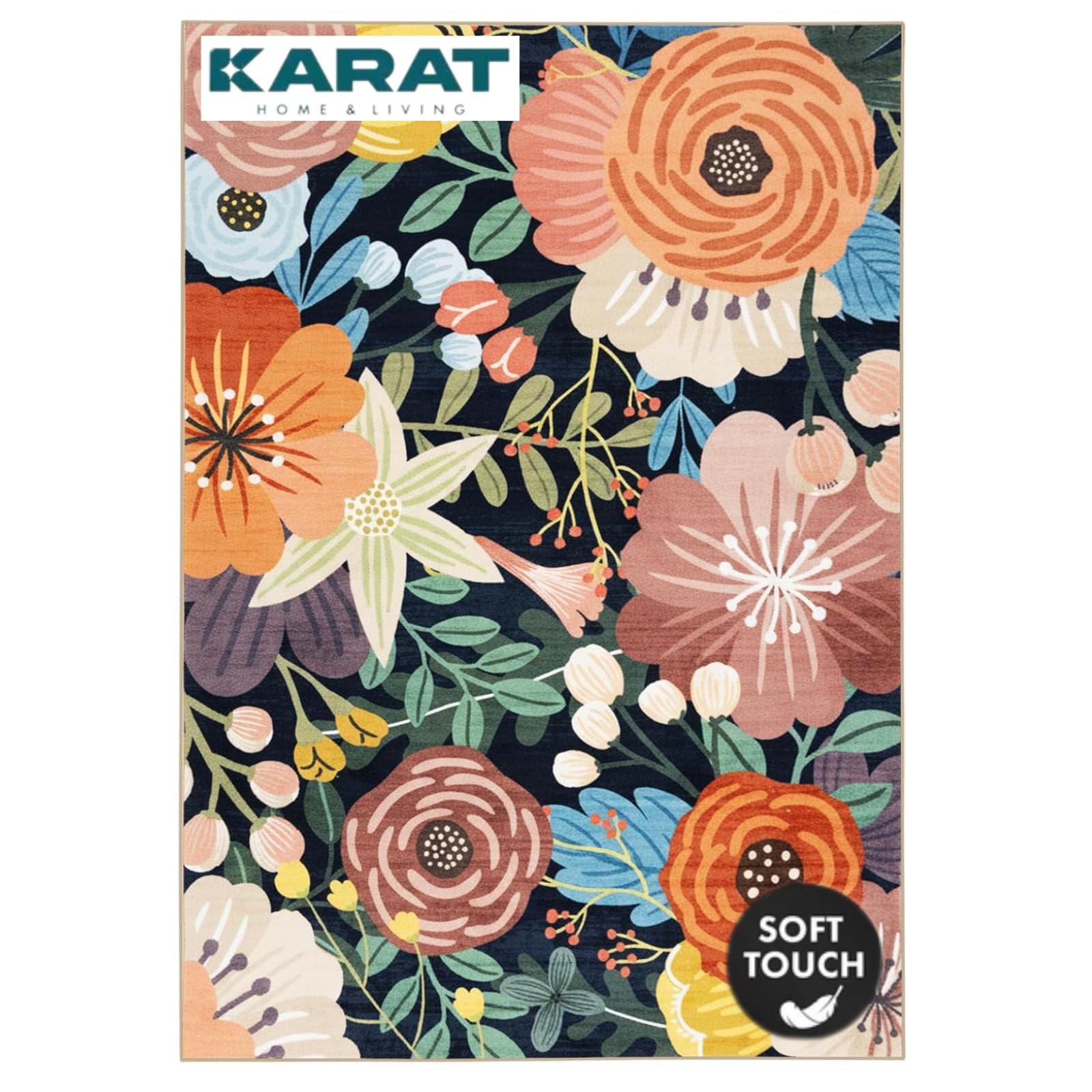 KARAT Tapis à poils courts 160 x 230 cm – Tapis antidérapant lavable, pour salon, chambre d'enfant et couloir, Tropica