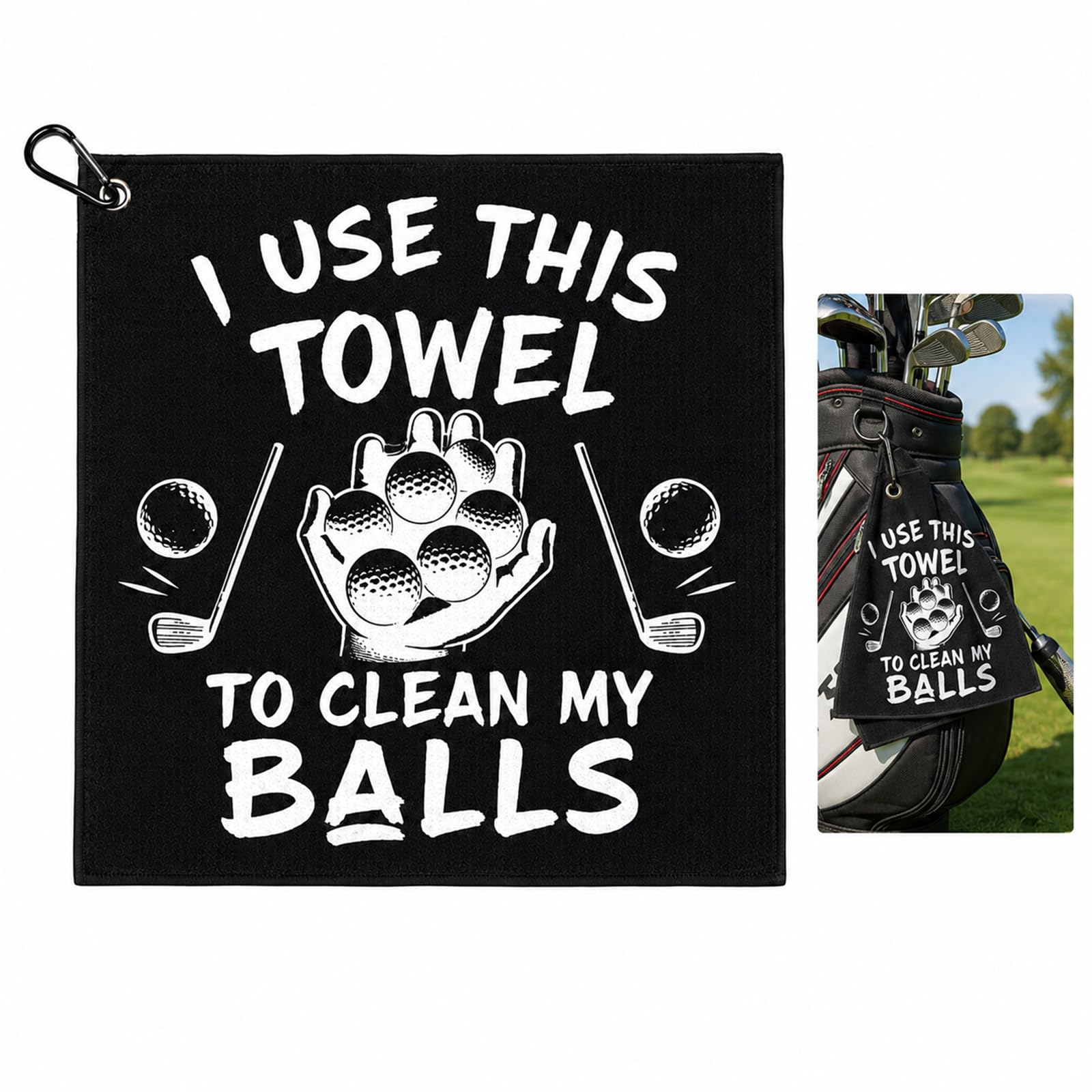 Novelty Golf Towels with Clip,Personalised Golf Cleaning Towel for Bags