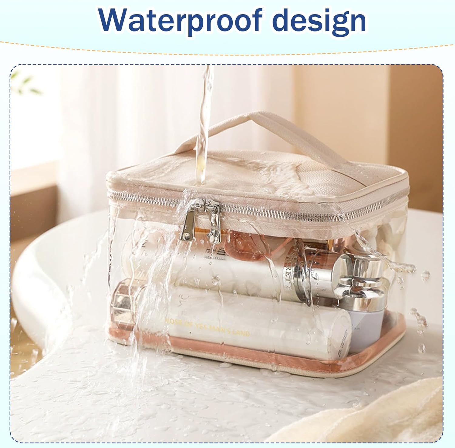 Makeup Bag Toiletry Bag for Women Large Capacity Transparent Makeup Bag Travel Bag for Toiletries Waterproof, Portable, Open Plan Design, Essential for Travel(Pink) - Image 4