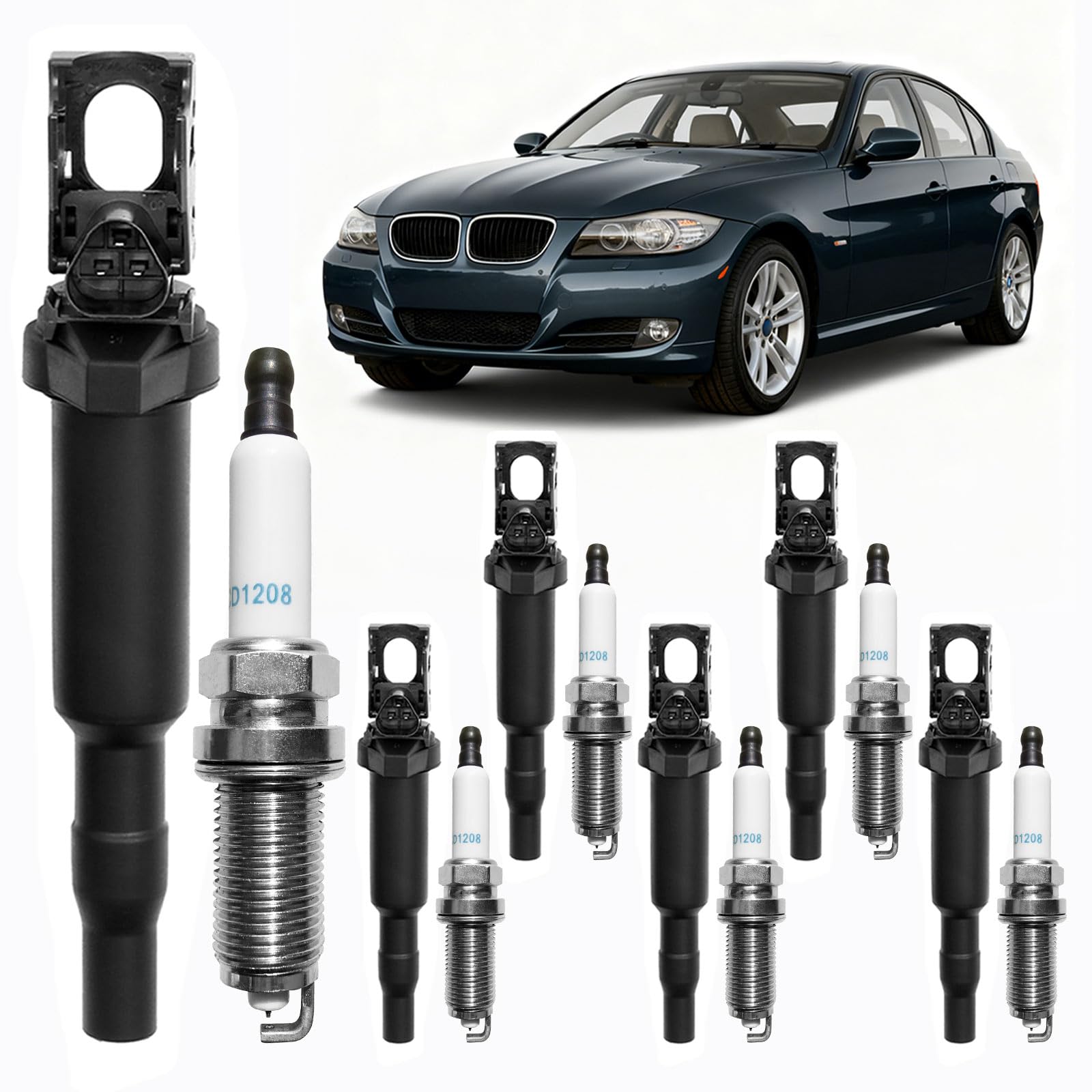 HQPASFY Ignition Coil & Spark Plugs Set of 6 Compatible with BMW 128i 328i 330i 528i 530i X3 X5 3.0L & More Replaces# 0221504470, UF592